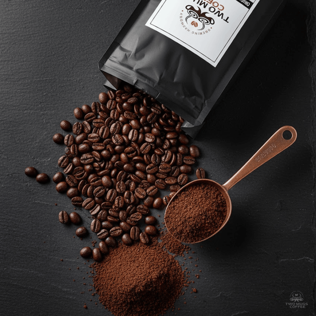 Cup of medium roast S'mores Flavored Coffee with toasted marshmallow, chocolate, and graham cracker notes